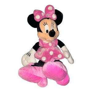Disney Parks Minnie Mouse Plush 20" Pink Dress Stuffed Animal Toy Disneyland
